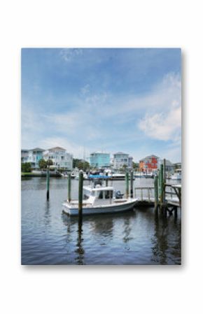 Colorfull waterfront homes along the canal in Carolina Beach, North Carolina