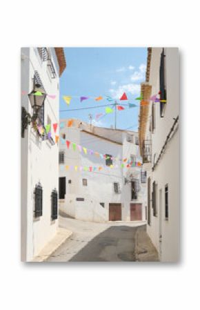 Traditional Mediterranean architecture in Altea, whitewashed houses and cobblestone street, Marina Baixa, Alicante province, Spain