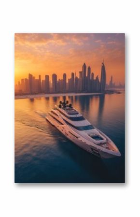 Big luxury yacht at sunset