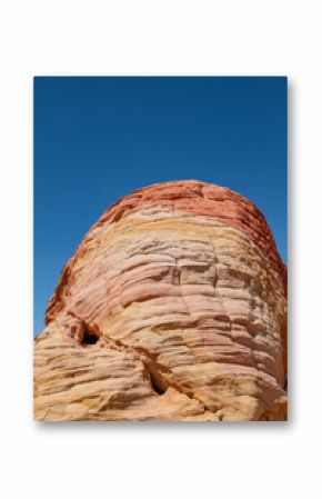 red Aztec Sandstone outcrops, Early Jurassic geological formation of primarily eolian sand. Rainbow Vista Trailhead, Valley of Fire State Park, Clark County, Nevada geology. Weathering.