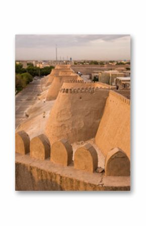 Ancient City Walls of Khiva under a Cloudy Sky