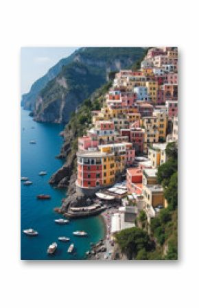 Amalfi Coast Italy Positano Colorful Cliffside Houses Cascading Toward Sea