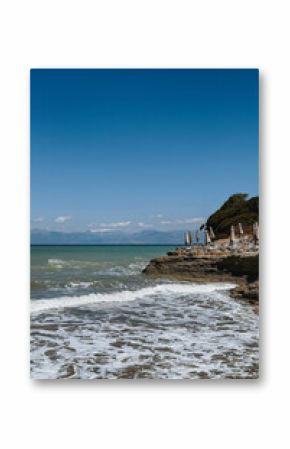 Scenic Beach View with Umbrellas by the Shore