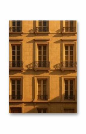 Elegant facade with warm sunlight.