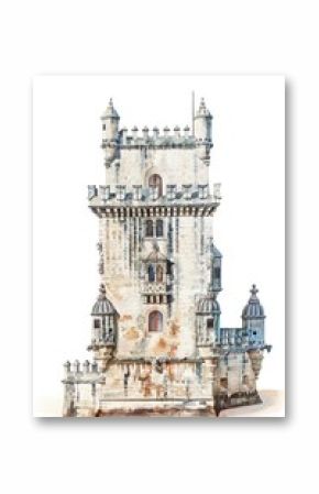 Historic stone tower illustration