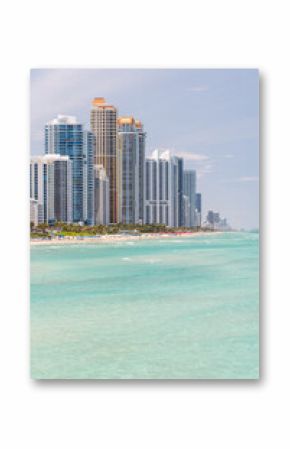 Modern skyline of Miami with towering skyscrapers, tropical vibe, and waterfront views