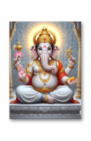 Ganesh Illustration of colorful Hindu lord Ganesha on decorative background with graphical poster modern 3D art  wallpaper 