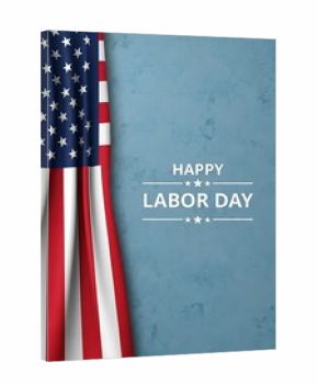 Happy labor day celebration usa american flag patriotic holiday greeting card design with stars and stripes in a vertical composition
