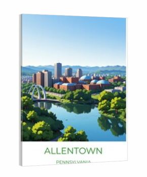 Allentown Pennsylvania United states Travel Poster Illustration Print Decor Gift Canvas Wall Art Gift