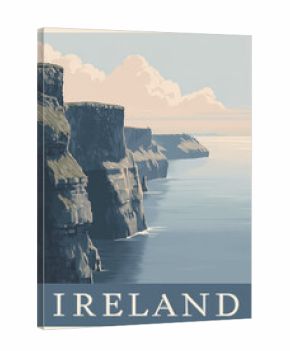 Cliffs Of Moher Scandinavian Minimalist Poster Ireland Travel Wall Art Pastel Coastal Landscape Modern Geometric Design Print