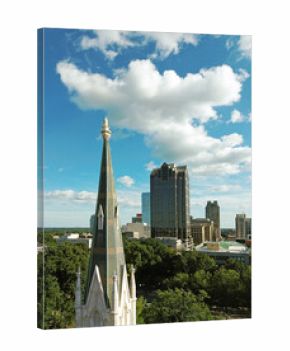 View of the Raleigh NC downtown skyline looking South