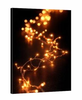 Dark background hyperrealistic photo of fairy lights no blur