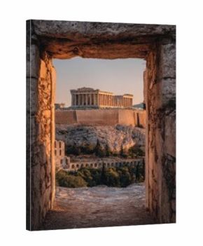 A view of the part of the aci of athens through a window