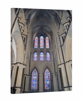 Stained glass window at Lincoln Cathedral, Lincolnshire, Great Britain