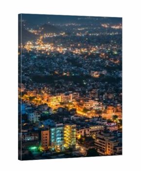 Night Aerial Cityscape Orange Yellow Building Lights