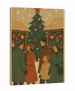 Vintage festive winter market scene.