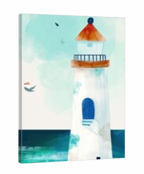 Cute light house illustration architecture lighthouse building.