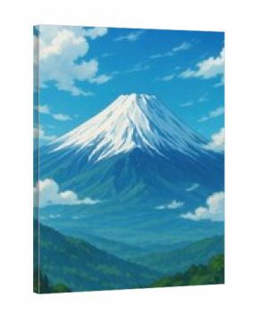 Majestic mountain under blue sky.
