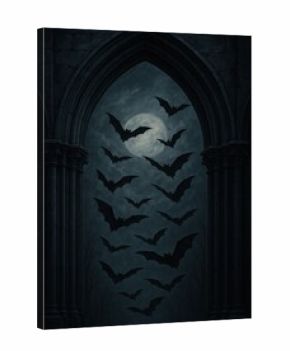 Gothic bats moonlit night