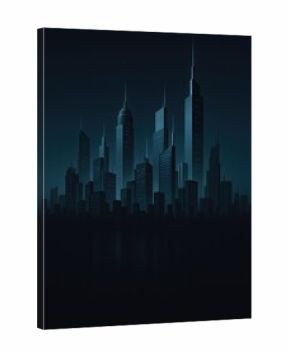 Futuristic skyline at night