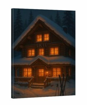 Cozy snowy cabin retreat