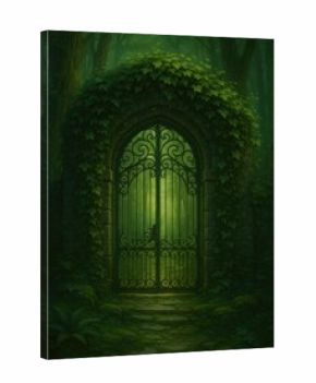 Mystical forest gate entrance wallpaper.