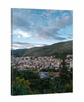 Dubrovnik Coastal Cityscape with Harbor and Hills, Croatia