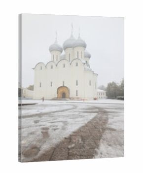 Vologda, Russia, winter landscape with view of cathedral and church