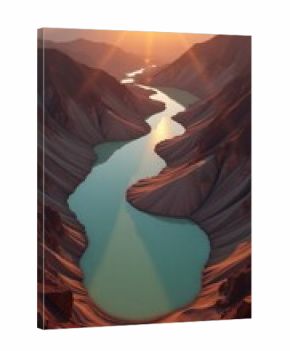 A serene mountain lake scene with surrounding peaks and calm waters