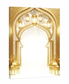 Elegant golden Islamic archway design for Ramadan and Eid celebration