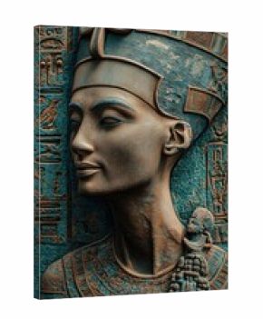Ancient Egyptian Queen Relief with Turquoise Patina