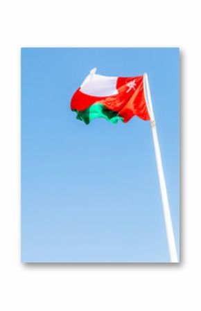 Omani flag waving in the wind, Jabrin, Bahla, sultanate Oman