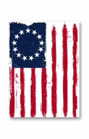 VERTICAL AMERICAN DISTRESSED BETSY ROSS FLAG RED AND BLUE