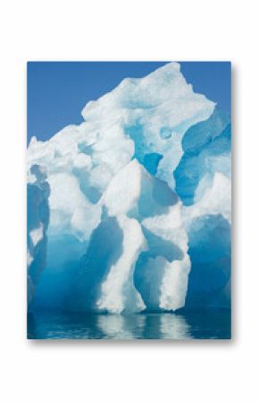 View of glaciers and icebergs in the fjords of South Greenland.