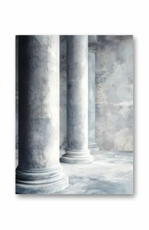 Three Weathered Stone Columns 3D Illustration