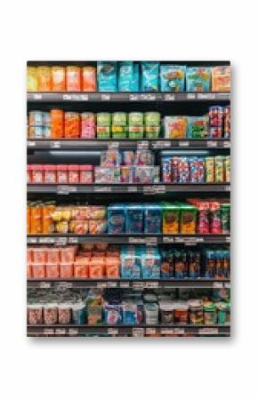 Colorful Display of Fruit Flavored Treats in Grocery Store