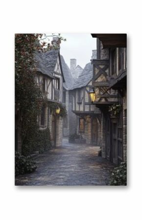 medieval street, view from eye level, realistic HD artwork fantasy