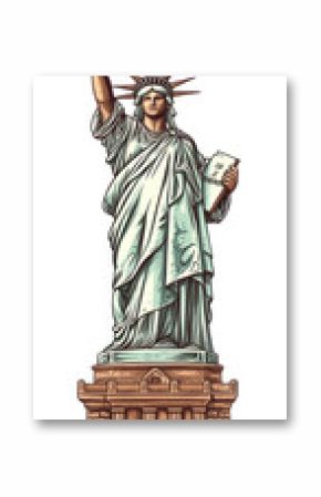 PNG A statue of liberty illustration landmark art.