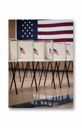 American voters participating in USA elections with private polling booths lined up, showcasing the democratic process in action (24)