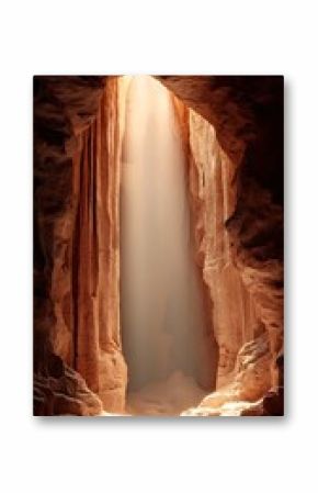 Sunlit Cave Interior with Vertical Rock Formations