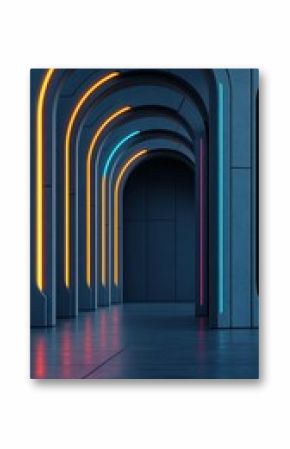 Futuristic Neon Archway Corridor