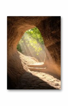 Sunbeams Illuminating Narrow Canyon Passage