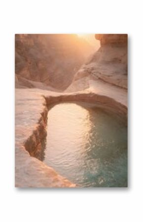 Sunlit Waterfall in Narrow Canyon Walls