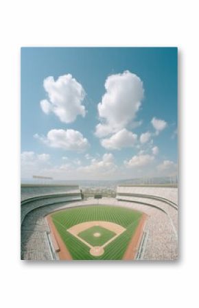 Epic Baseball Stadium Panorama Immersive Architectural Landscape Showcasing Americas Classic Sporting Arena with Cinematic Sky and Pristine Field Design