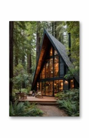 Cozy Cabin in the Redwoods Surrounded by Lush Greenery and Serene Nature