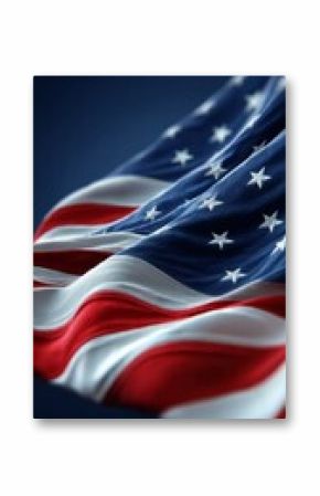 American Flag Draped Elegantly Against a Blue Backdrop Displaying Rich Colors and Textures.