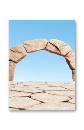 Stone Archway in a Desert Landscape under a Clear Blue Sky