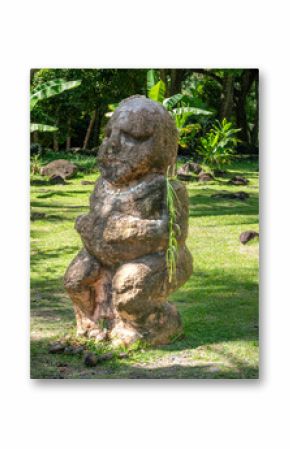 Tiki statue dedicated to Polynesian deities, Marae Arahurahu, Tahiti Island, Society Islands, French Polynesia