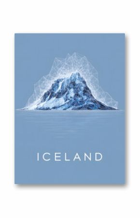 Minimalist Geometric Volcano Poster of Iceland in Scandinavian Aesthetic