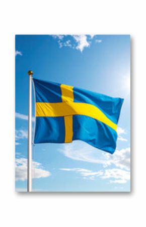 Swedish flag on blue summersky 